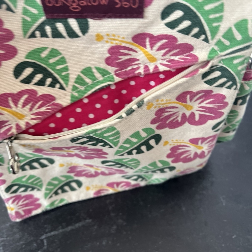 Bungalow 360 Crossbody Purse Hibiscus Flowers - Vegan Eco Boho Island Chic - Picture 6 of 8